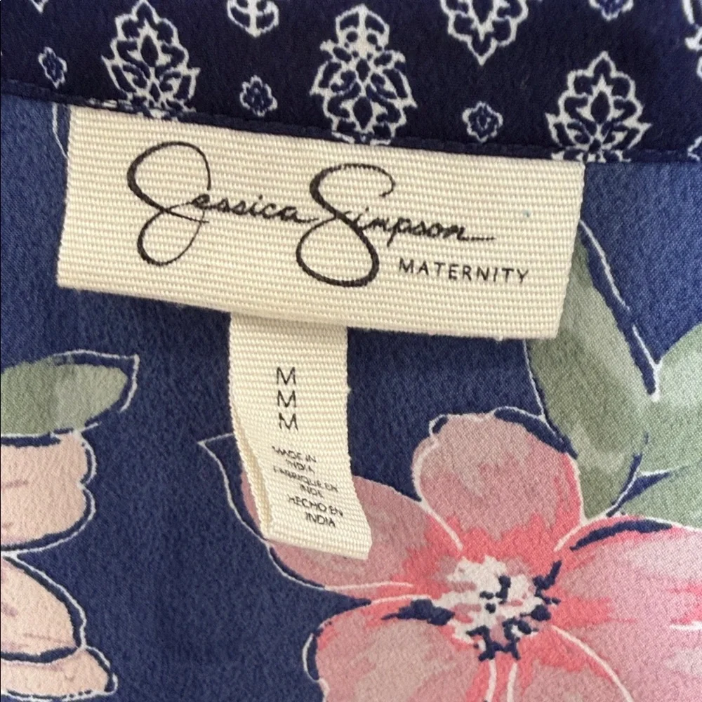 Jessica Simpson Maternity Navy Floral Wrap Maxi Dress – Medium - Picture 6 of 10